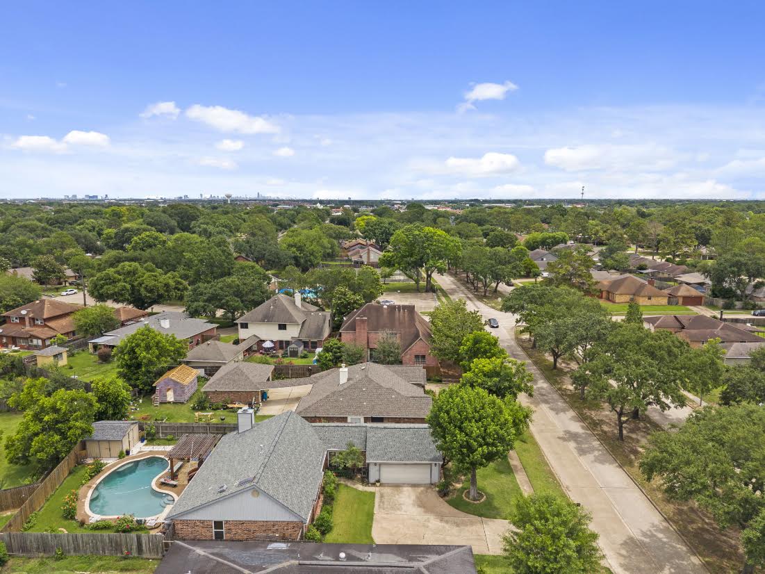 Aerial view of the SMCA neighborhood at dusk